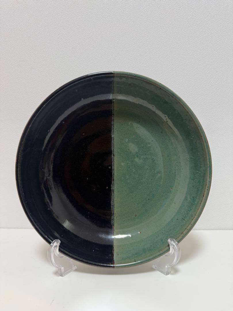 牛ノ戸焼　アンティーク　大皿　25cm 鳥取　染め分け　骨董品　民藝　中井窯