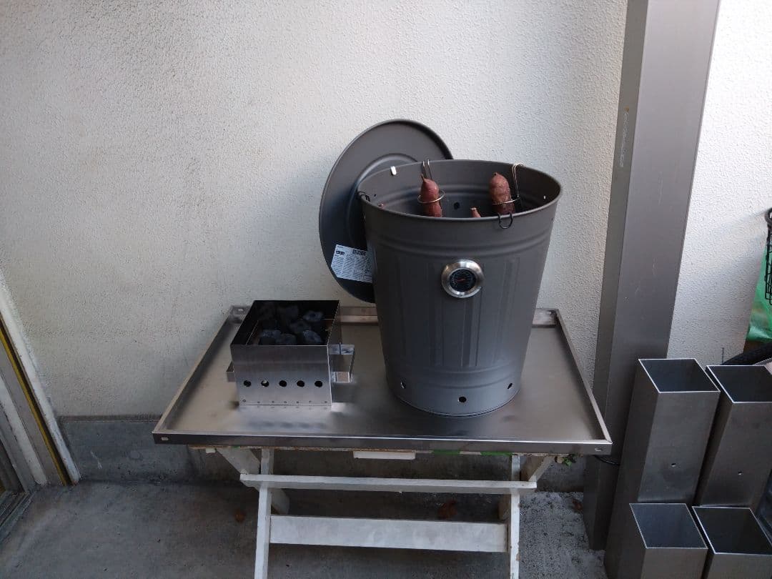 値下げ　簡易型　やきいも釜　炭火焼き芋　ステンレス製ロースター付き　数量限定品