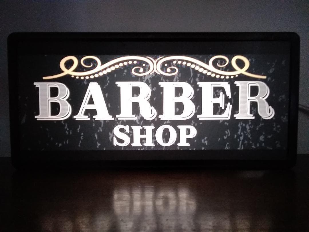 バーバー 理容室 サロン☆BARBER ③ 看板 置物 雑貨 LEDライトBOX